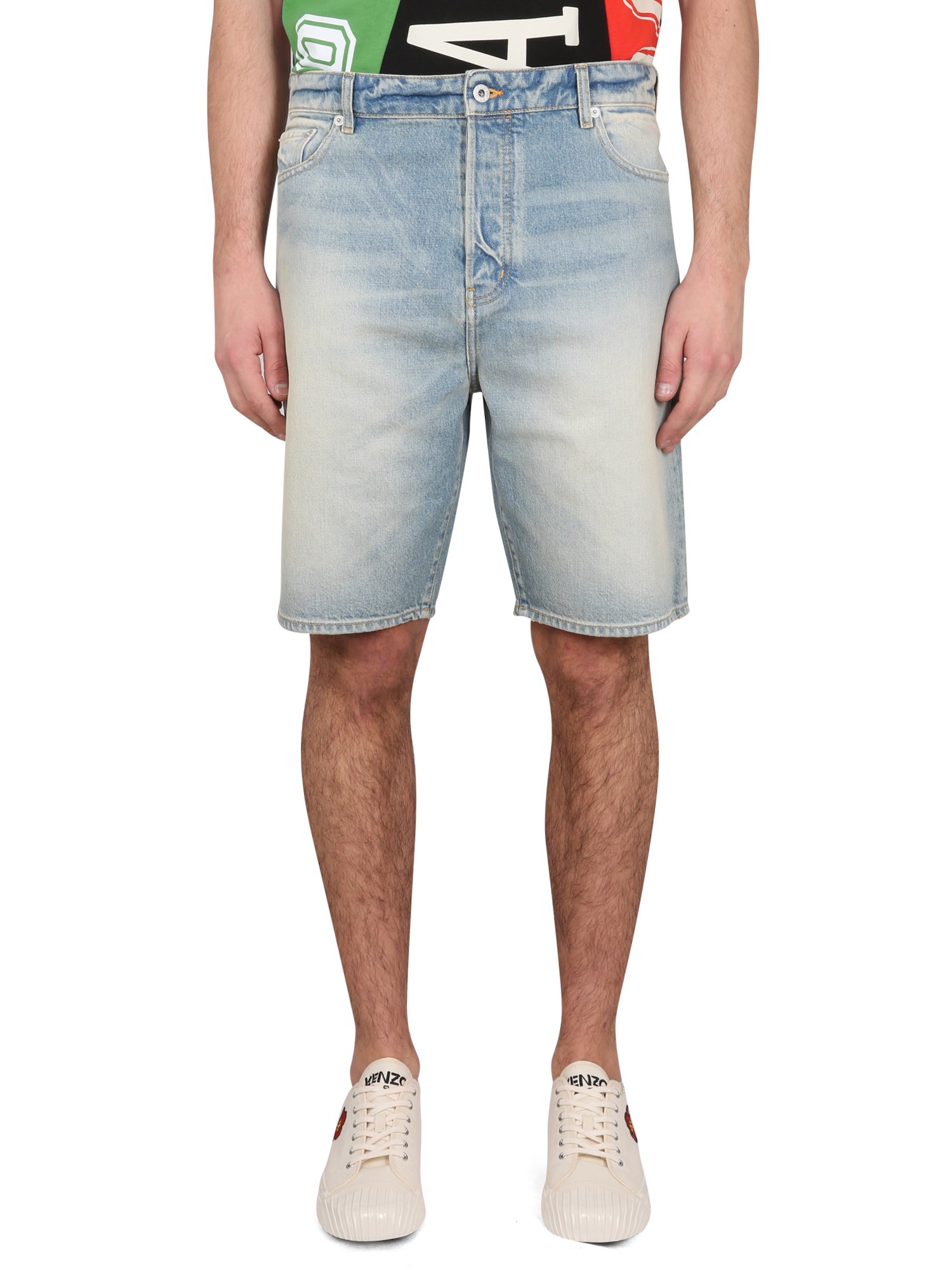 Shop Kenzo Denim Bermuda Shorts