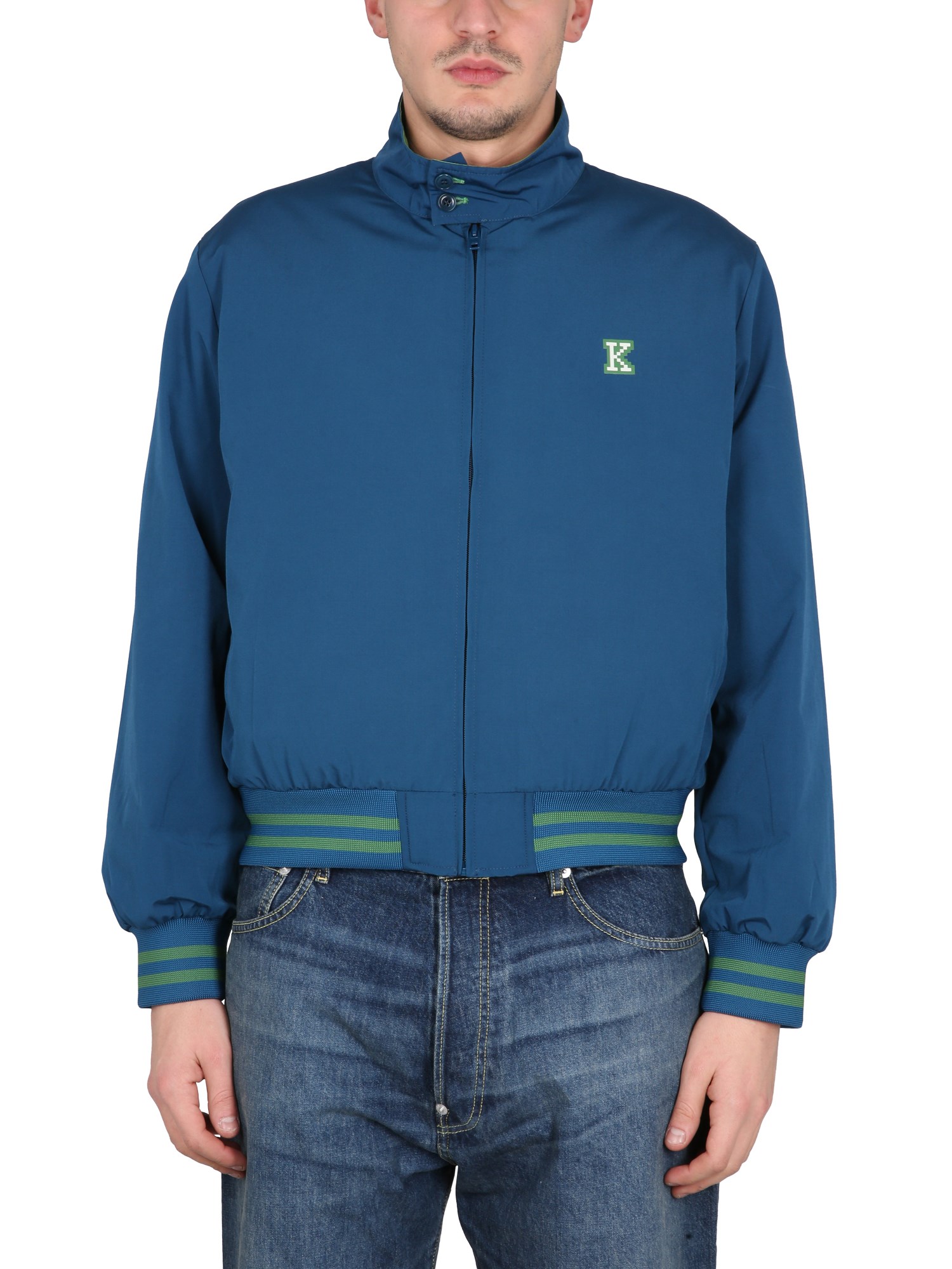 Shop Kenzo Harrington Jacket In Blue