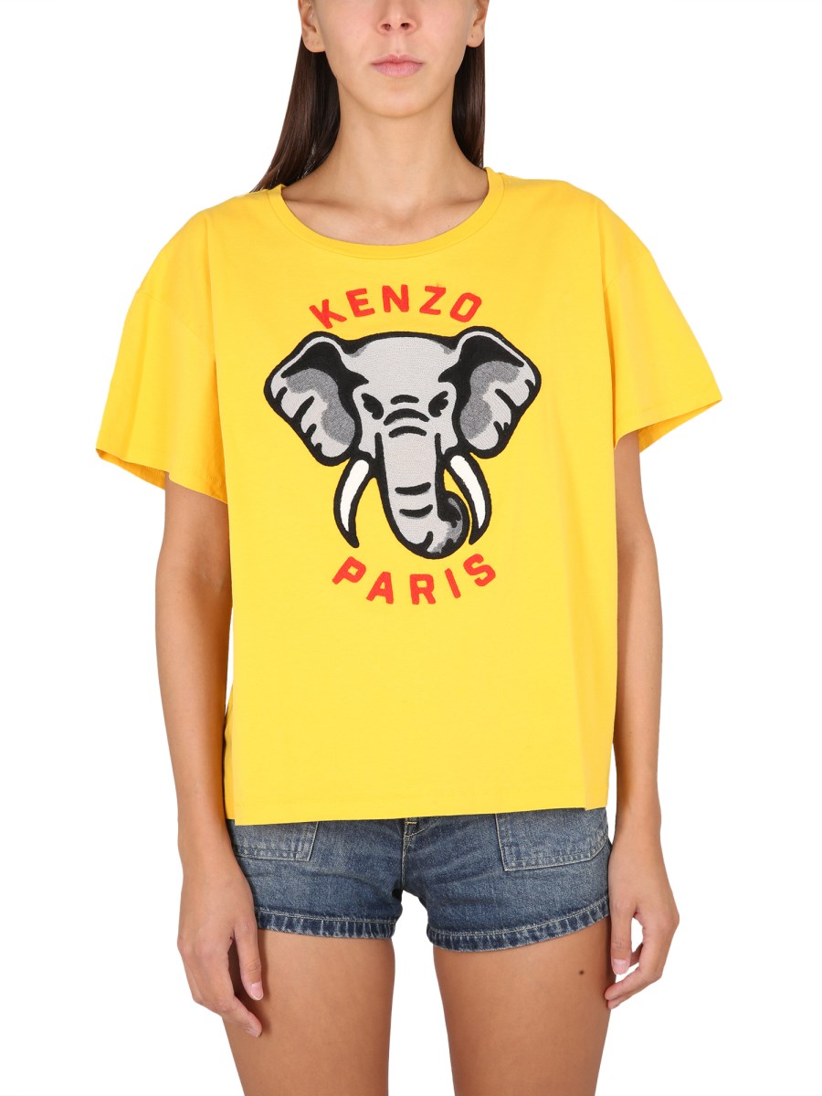 KENZO T-SHIRT CASUAL ÉLÉPHANT IN COTONE