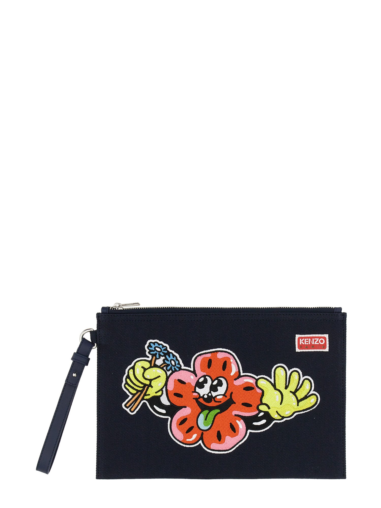 Kenzo Clutch With Embroidery In Blue