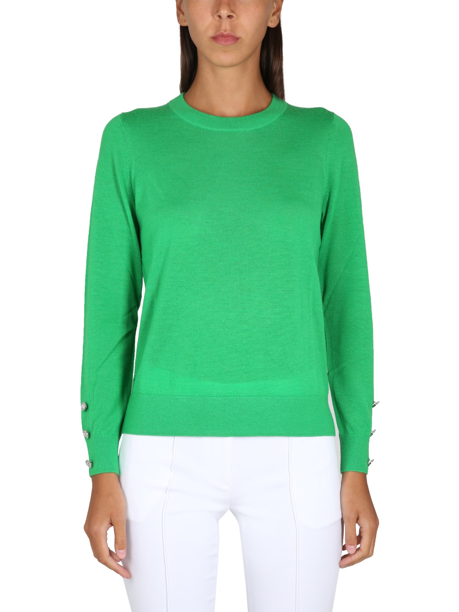 Michael Michael Kors Crewneck Knitted Sweater In Green