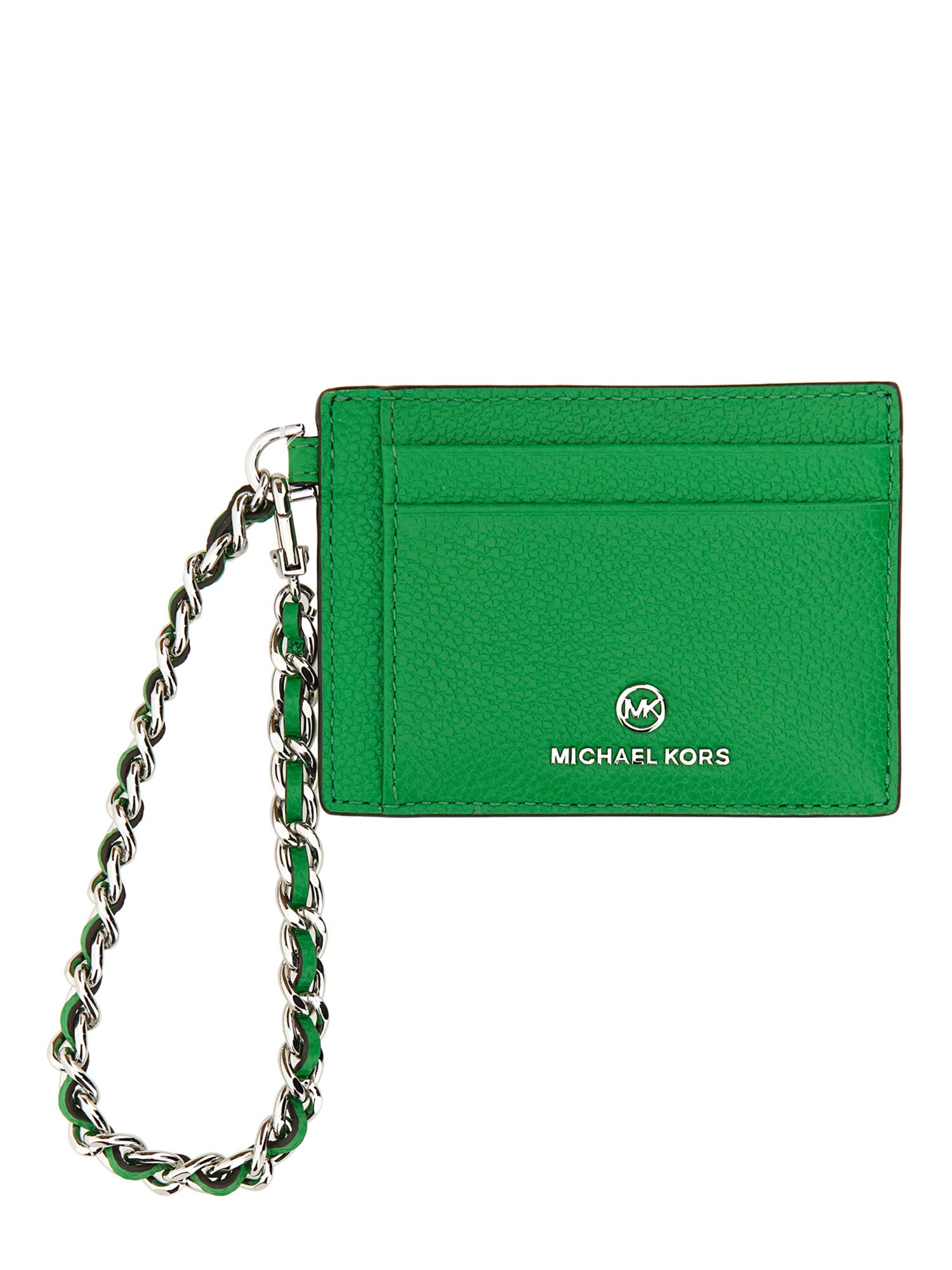 Michael Michael Kors Small Credit Card Holder With Logo In Green