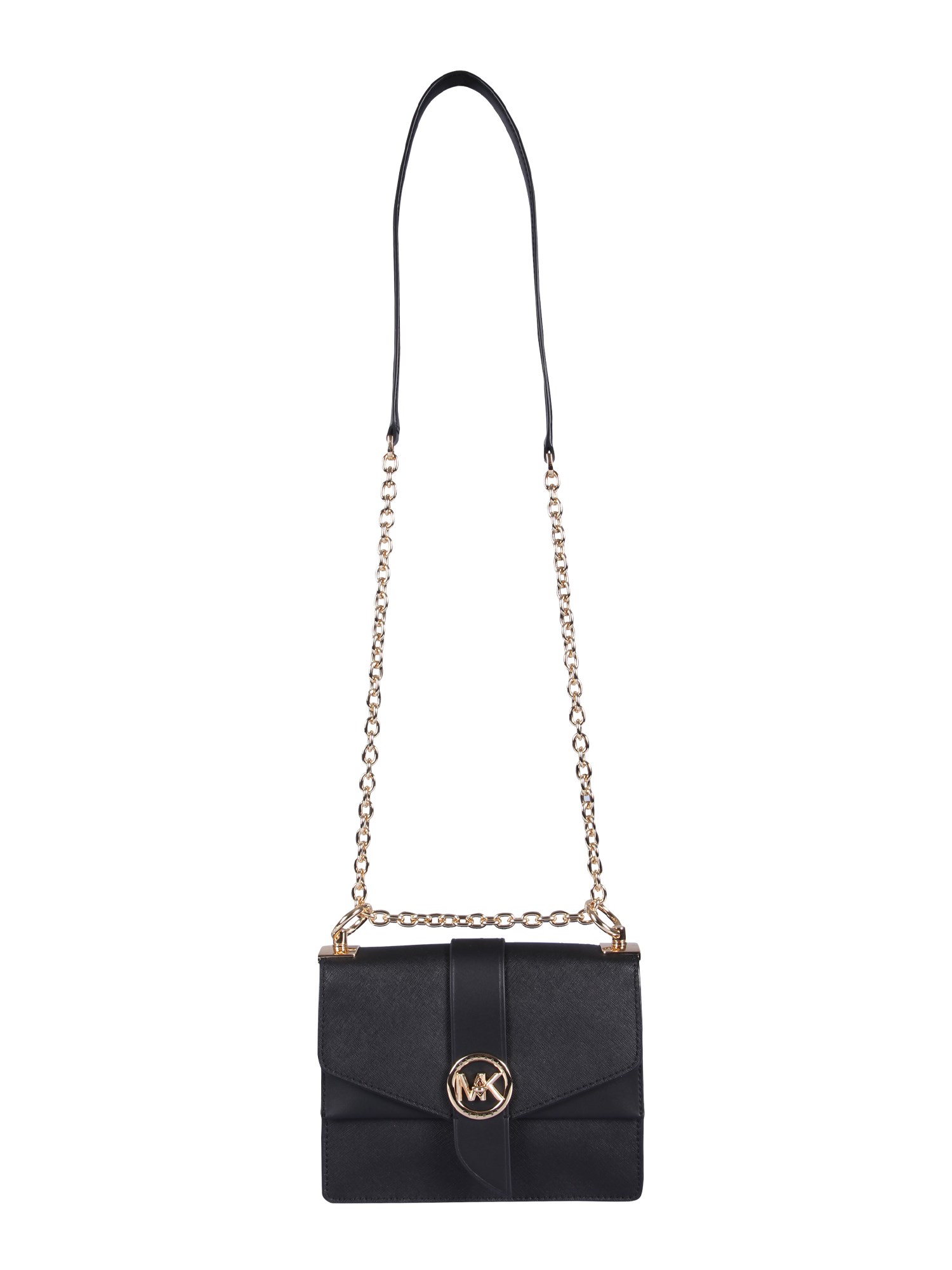 Michael Kors Greenwich Leather Shoulder Bag, Black