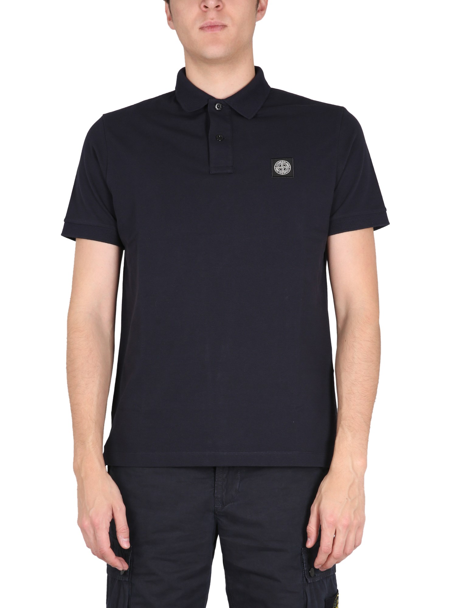 STONE ISLAND POLO WITH LOGO PATCH