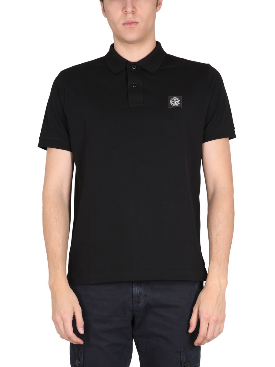 Stone island 2024 black polo shirt