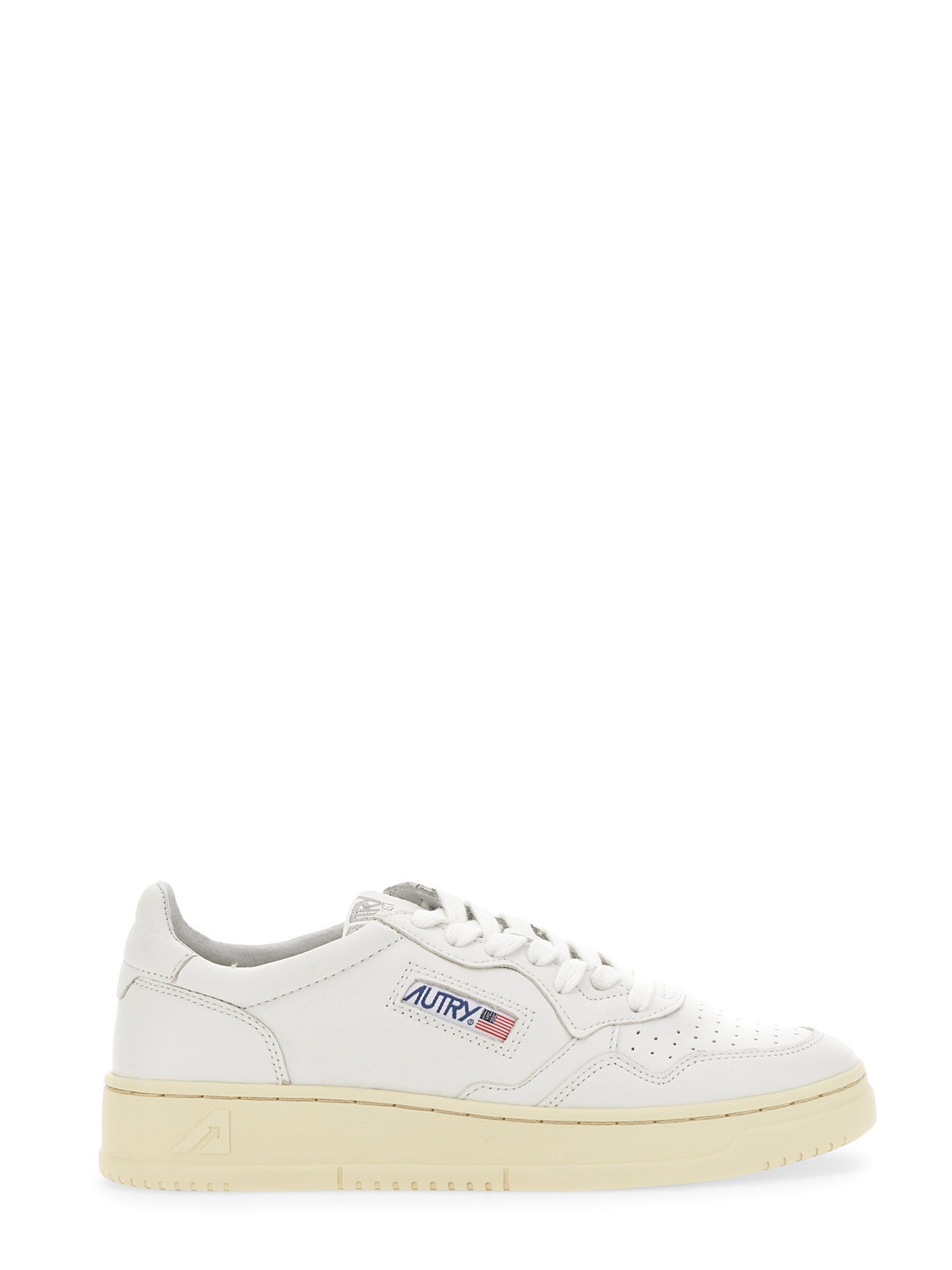 Autry Low Sneaker With Perforated Detailing And Rubber Sole In White