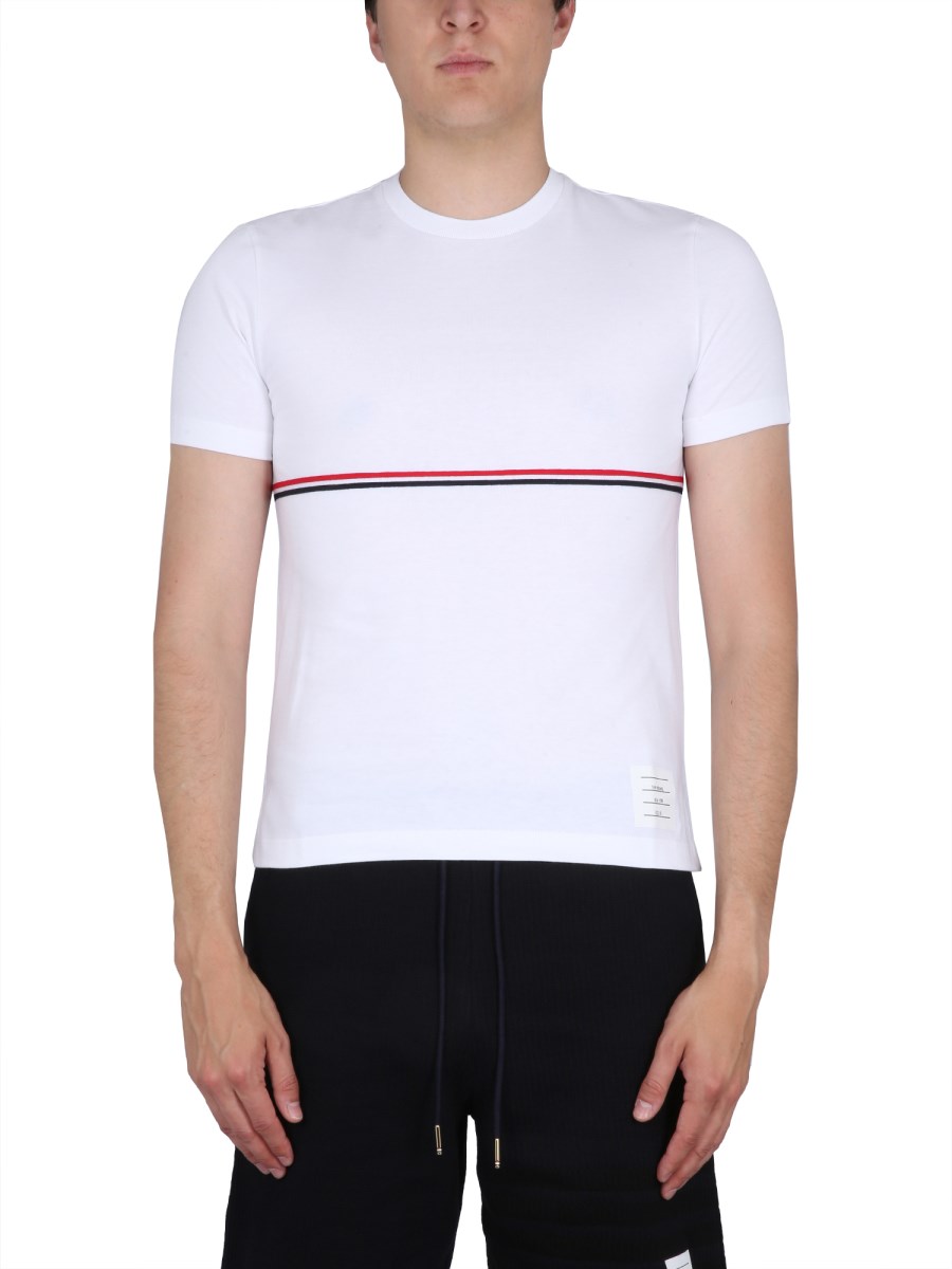 THOM BROWNE T-SHIRT IN COTONE RWB STRIPE