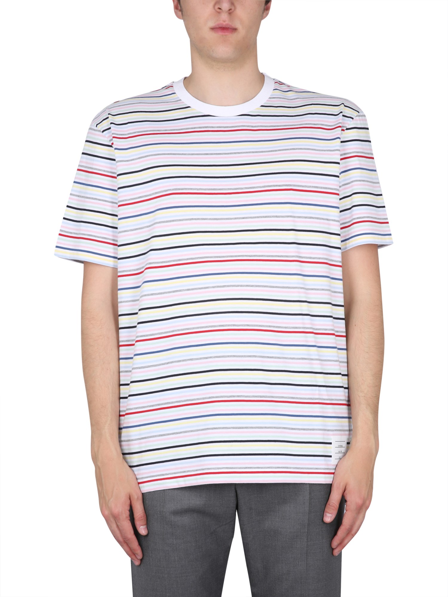 Shop Thom Browne Striped T-shirt In Multicolour