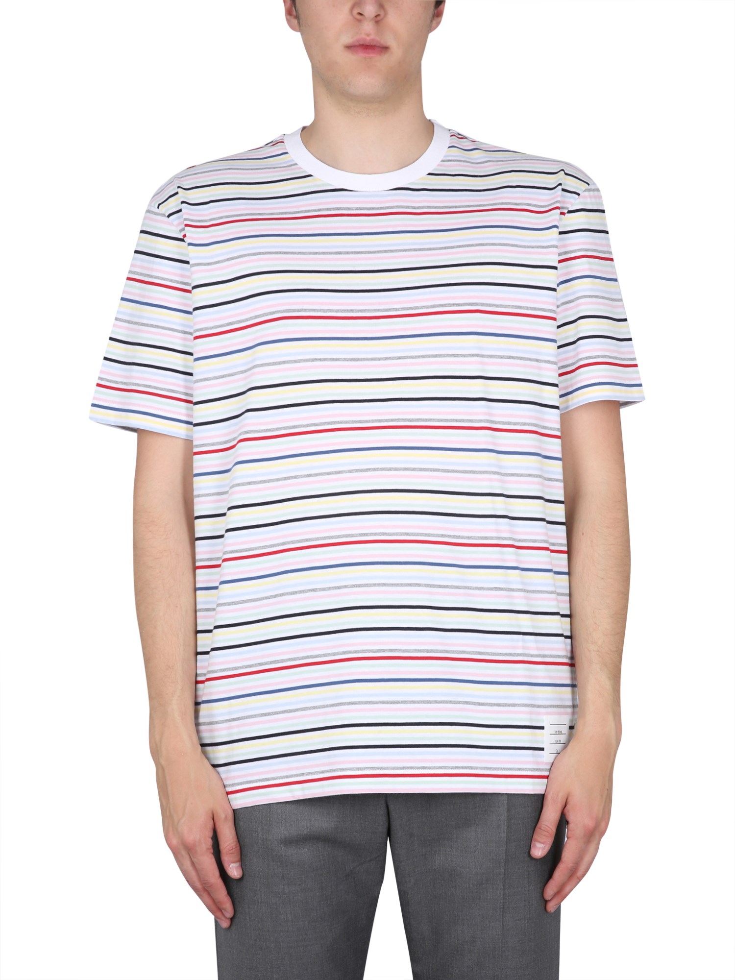 Thom Browne Striped Short-sleeve T-shirt In Multicolour
