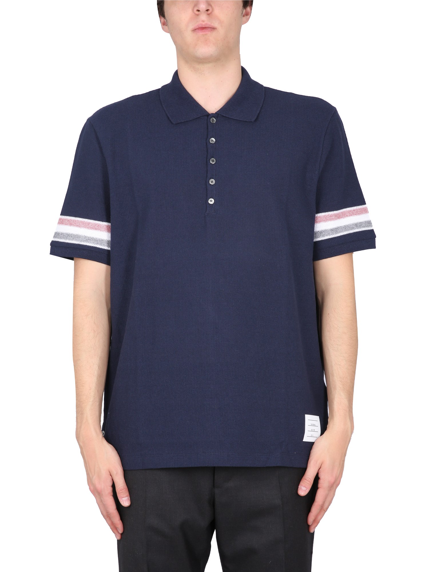 Shop Thom Browne Cotton Polo In Blue