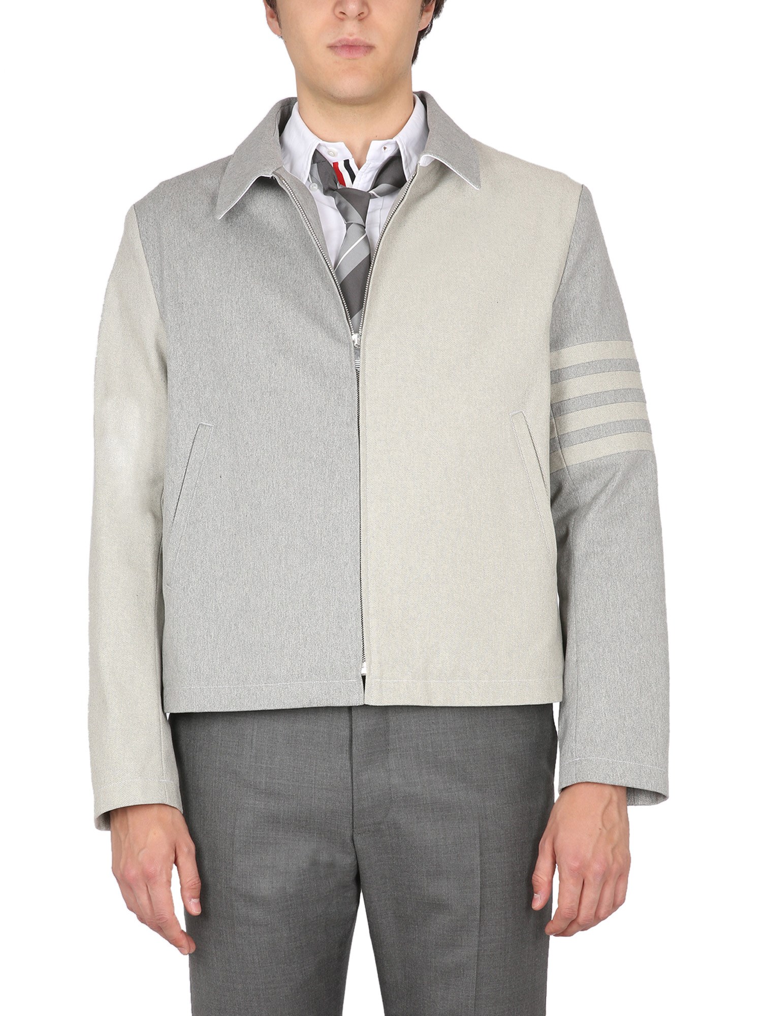 Shop Thom Browne 4bar Stripe Jacket In Grey