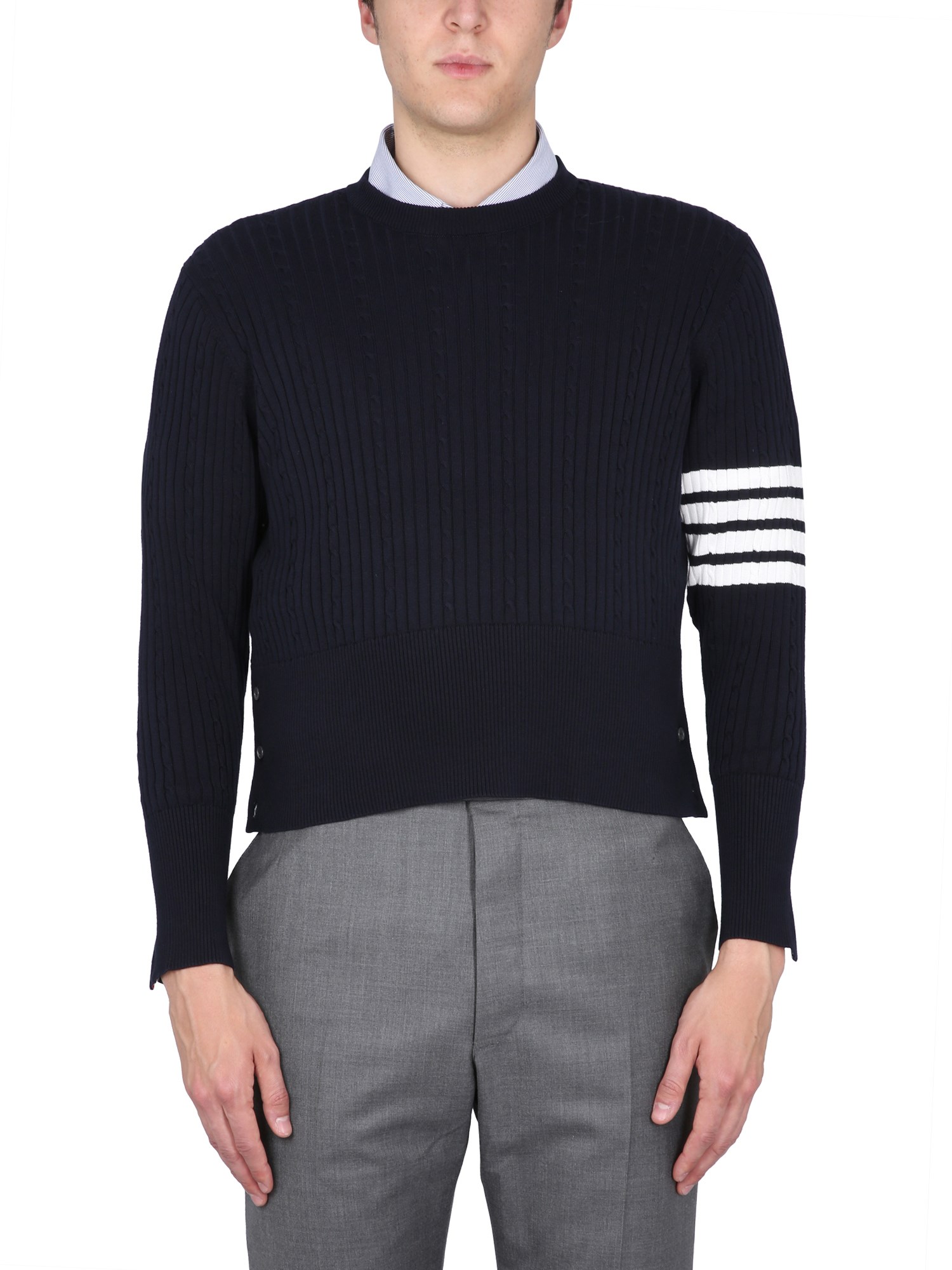 Shop Thom Browne 4bar Stripe Jersey In Blue