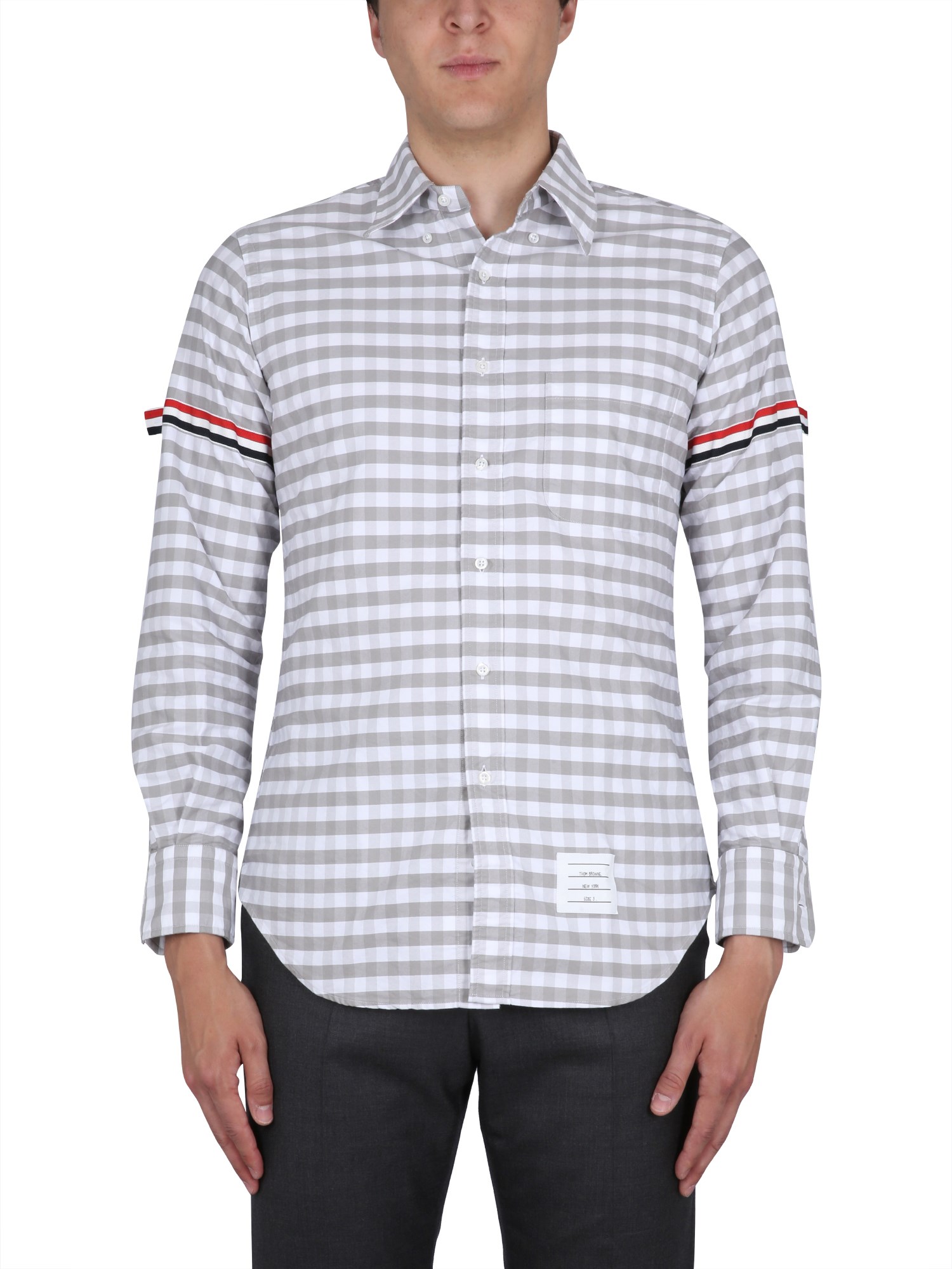 Shop Thom Browne Plaid Shirt In Grey