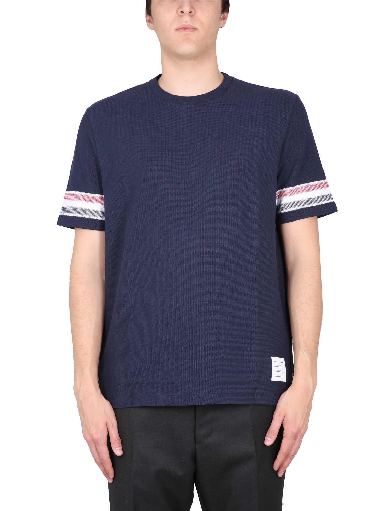 Shop Thom Browne Stripes T-shirt In Blue