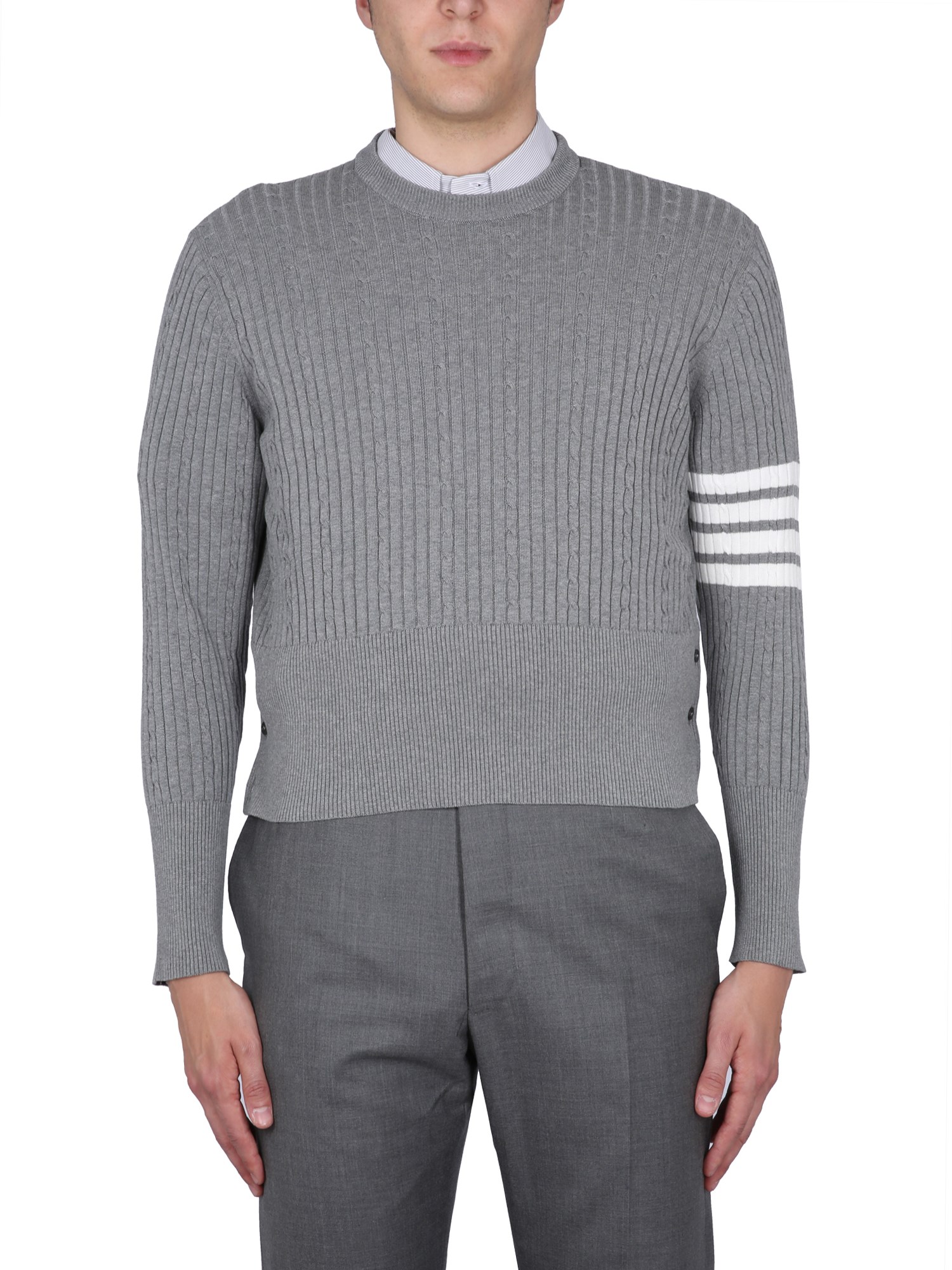 Shop Thom Browne 4bar Stripe Jersey In Grey