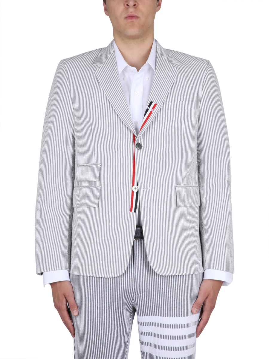 THOM BROWNE GIACCA IN COTONE A RIGHE