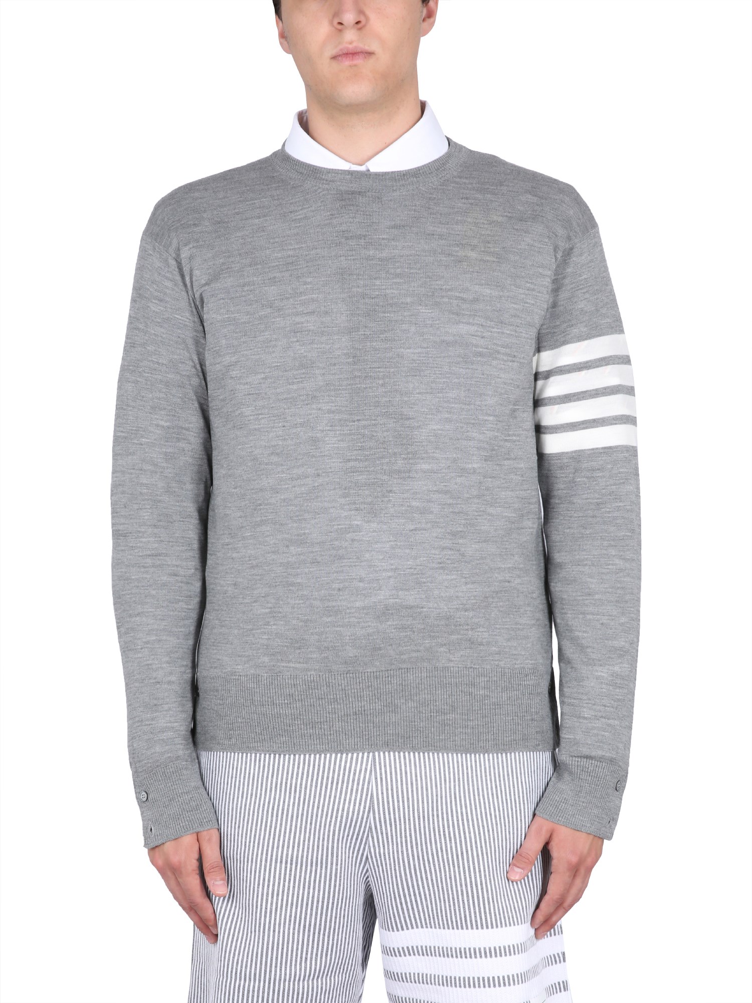 Shop Thom Browne 4bar Stripe Jersey In Grey