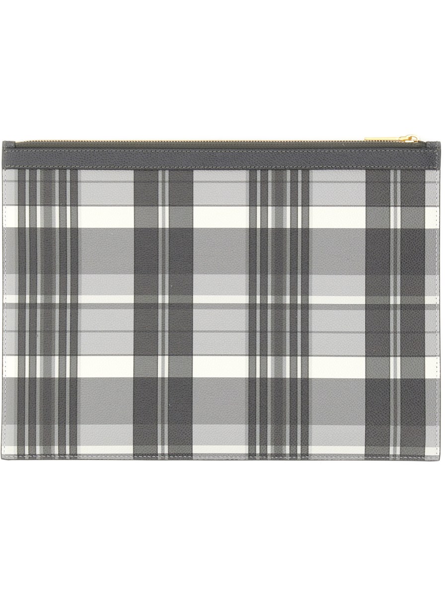 THOM BROWNE PORTA DOCUMENTI MEDIUM IN PELLE CON 4-BAR