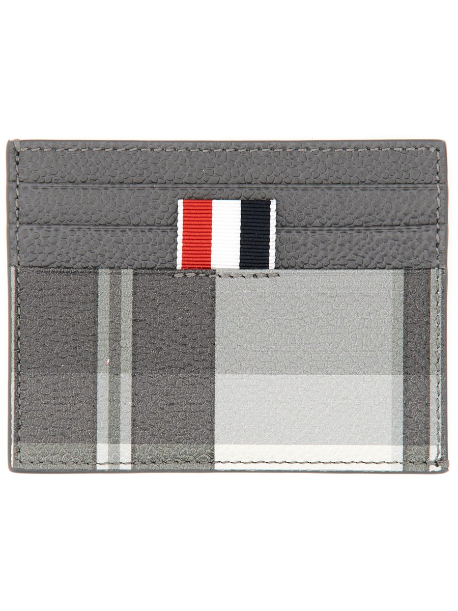 THOM BROWNE PORTACARTE CON LOGO IN PELLE GRANULATA