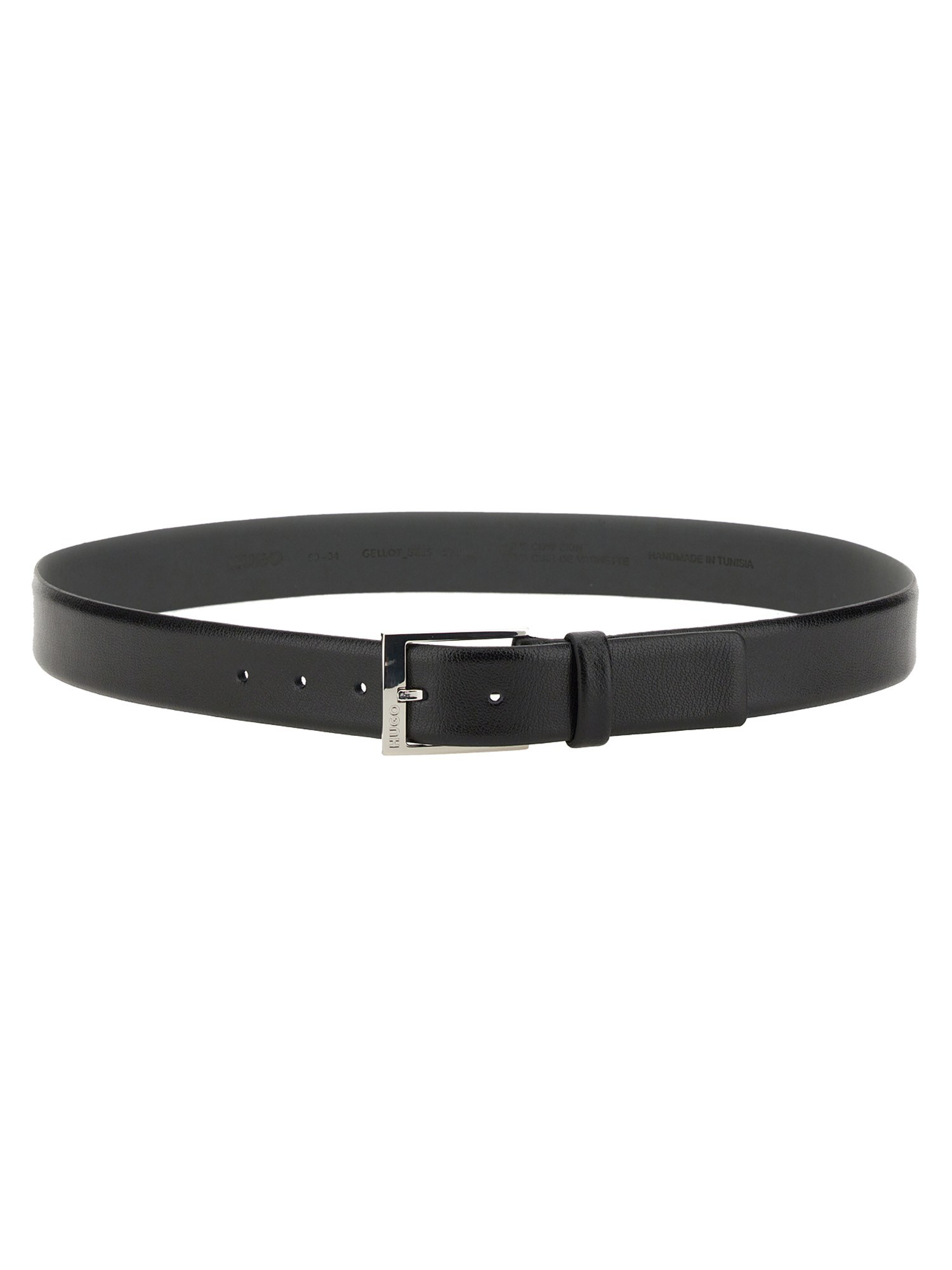 Hugo Boss Hugo Grained Leather Belt In Black