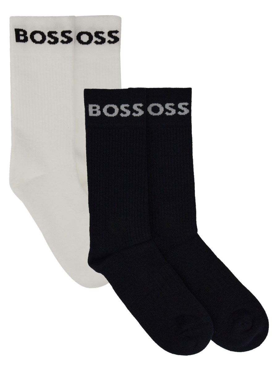 BOSS SET DA DUE CALZINI IN MISTO COTONE CON LOGO