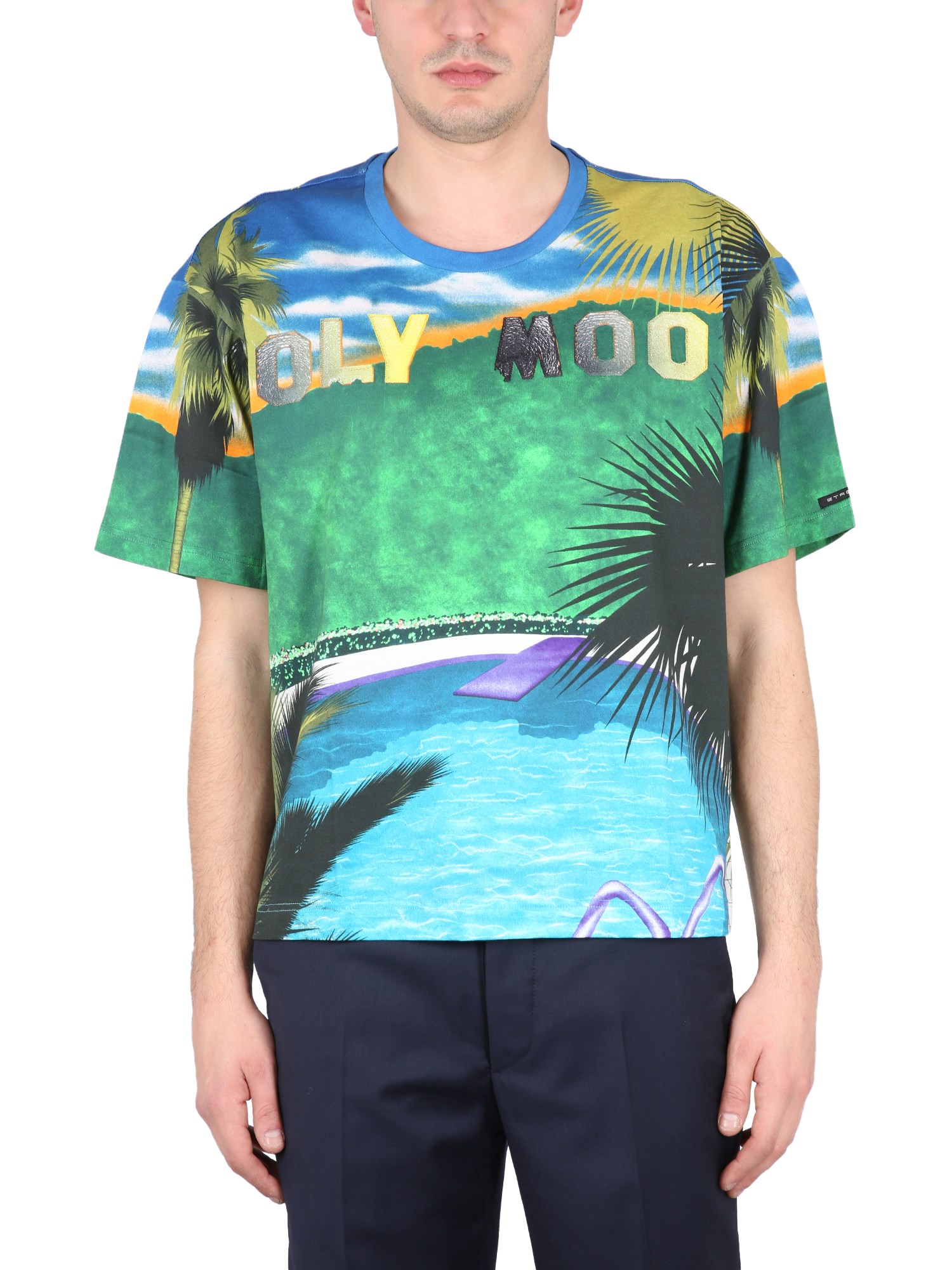 Etro All Over Print Graphic T-shirt California In Multi