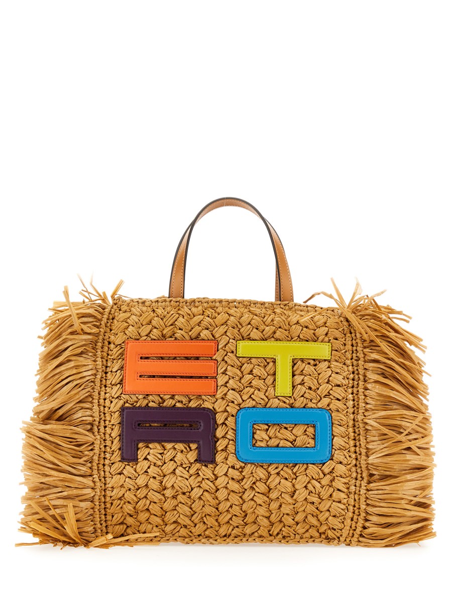 ETRO BORSA TOTE IN RAFIA INTRECCIATA