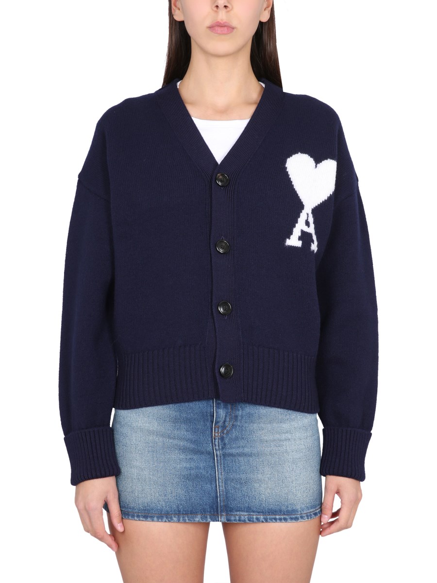 AMI Paris Ami de Coeur wool cardigan - Blue