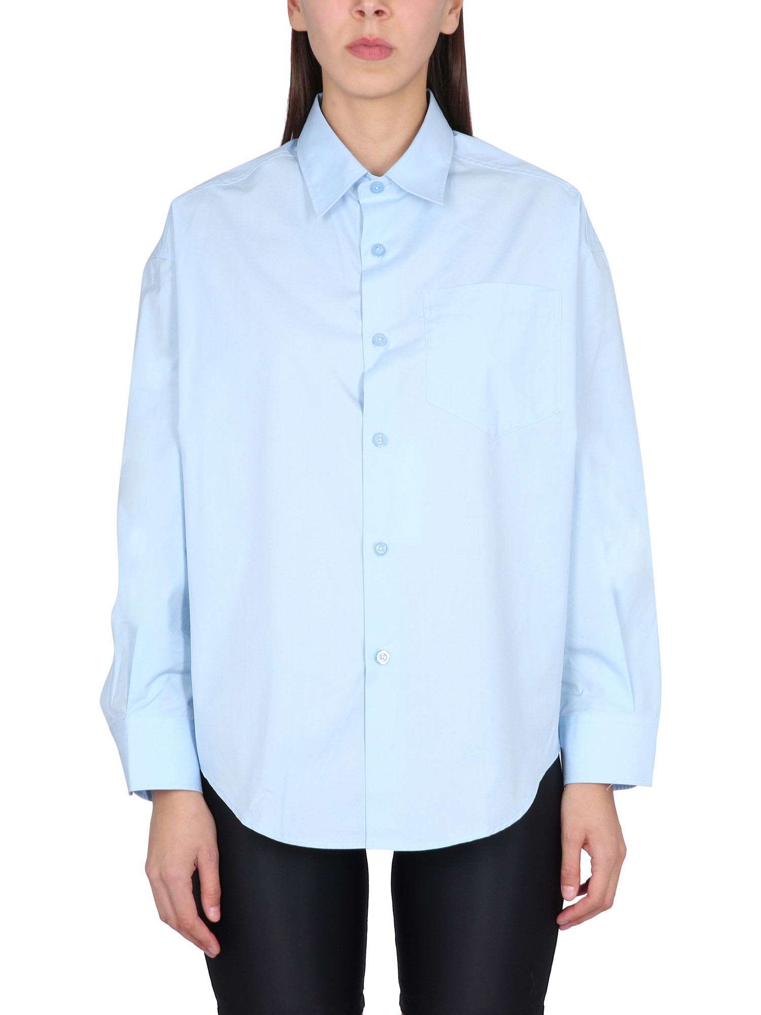 Shop Ami Alexandre Mattiussi Boxy Fit Poplin Shirt In Azure