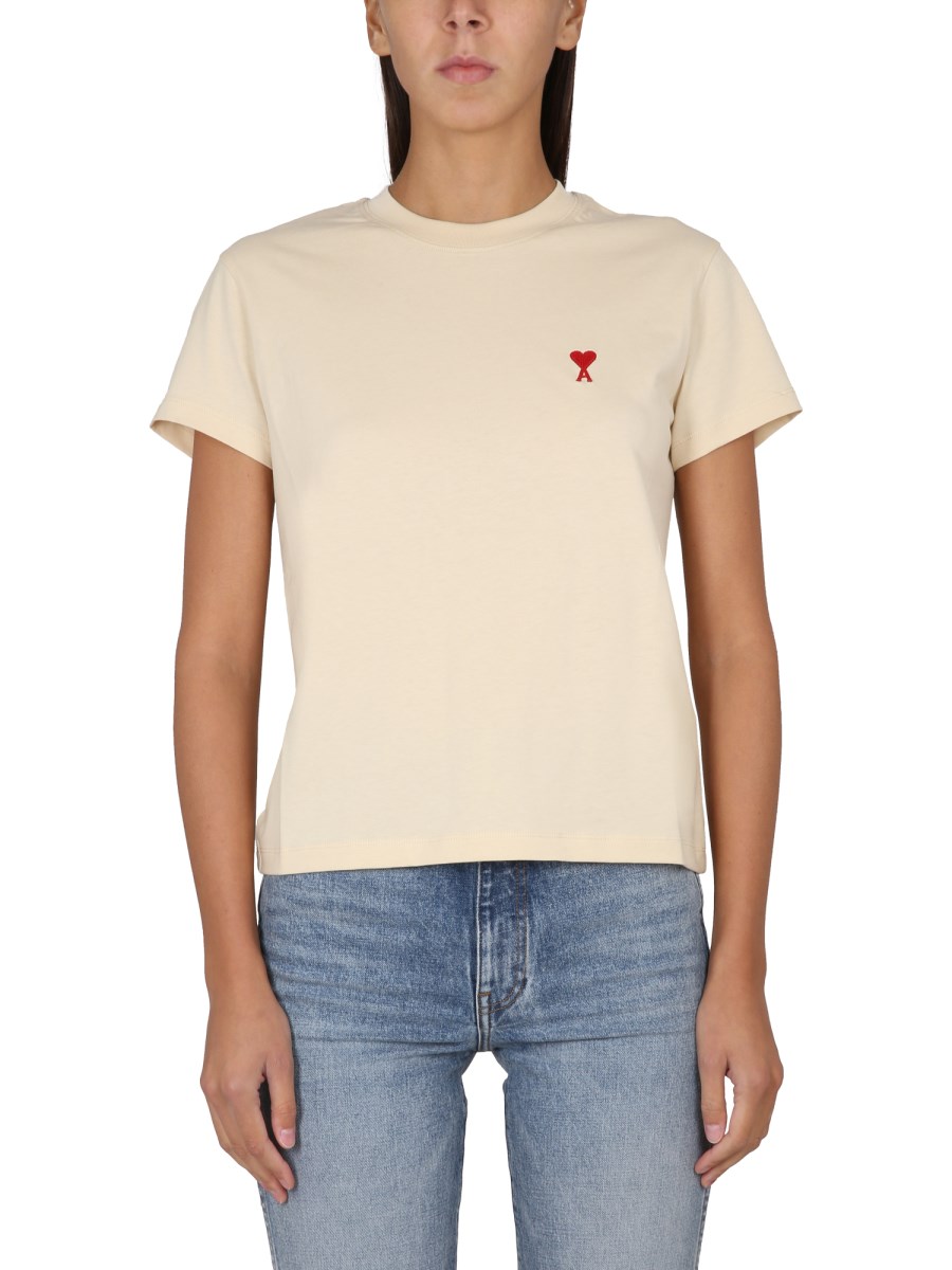 AMI PARIS JERSEY T SHIRT WITH COEUR LOGO EMBROIDERY Eleonora Bonucci