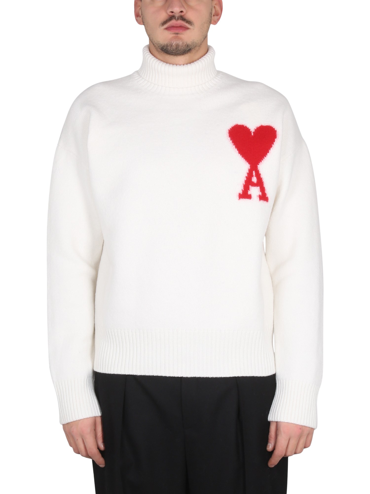 AMI ALEXANDRE MATTIUSSI TURTLENECK SWEATER WITH LOGO