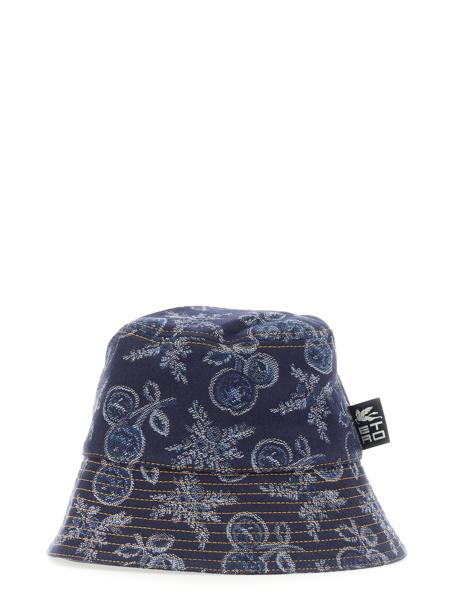 Etro Denim Jacquard Bucket Hat in Navy Blue