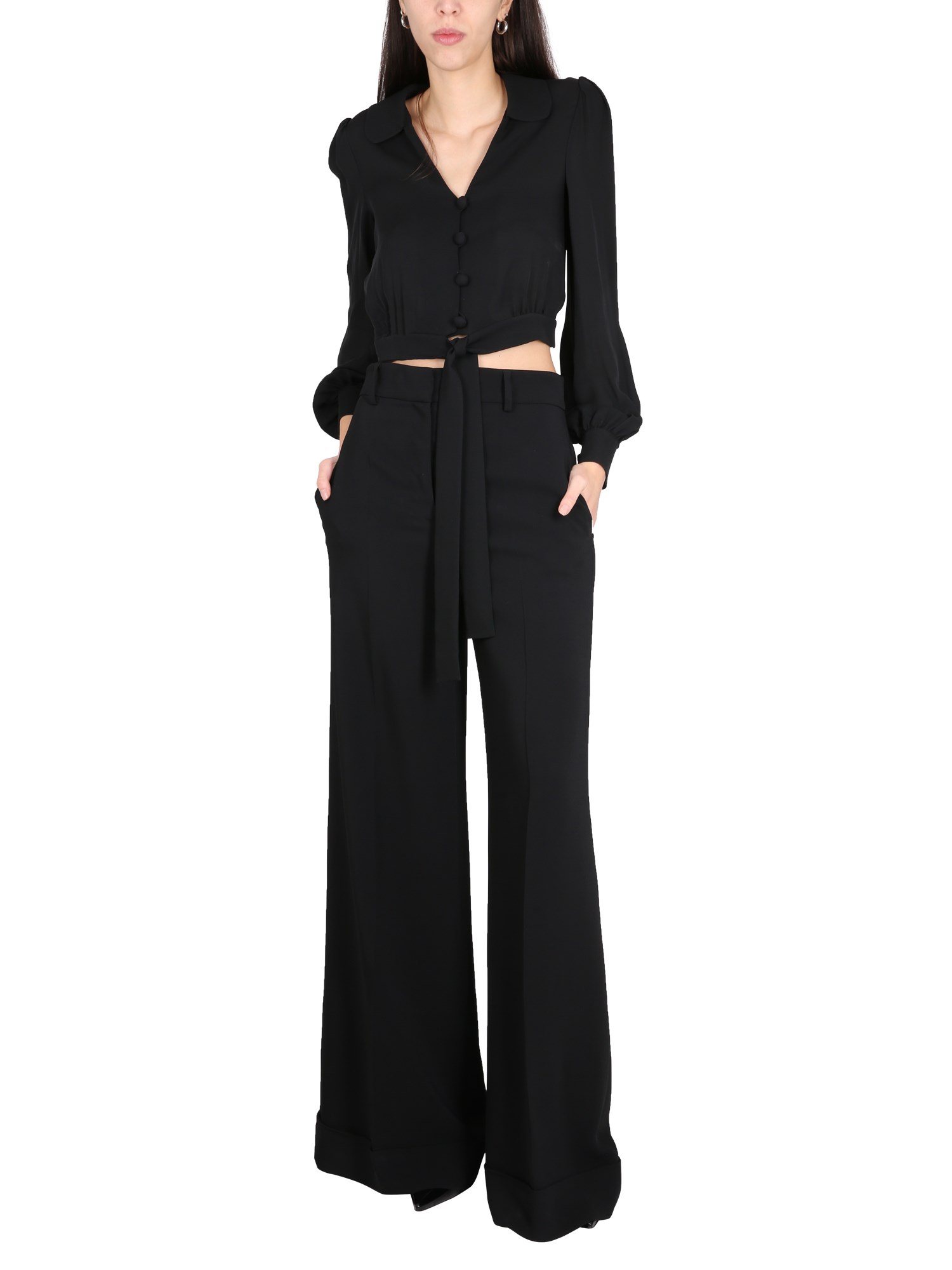 Shop Moschino High Waist Pants In Black