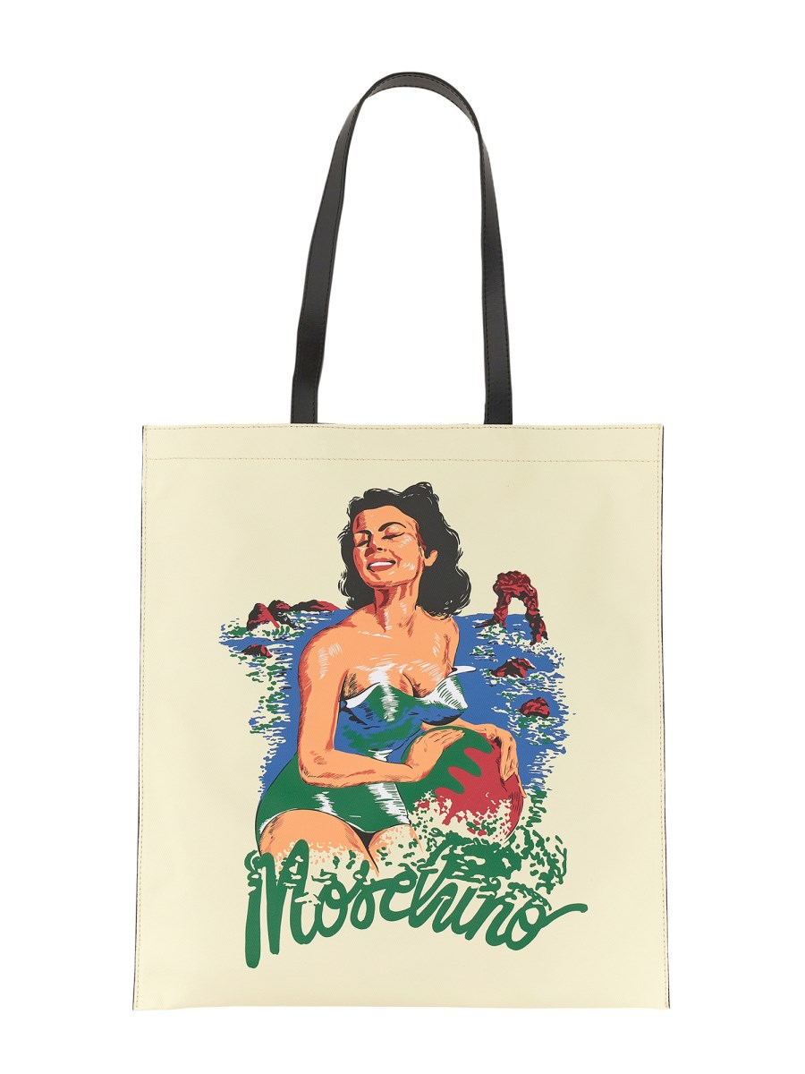 MOSCHINO BORSA TOTE CON STAMPA HAWAIIAN IN TELA DI COTONE