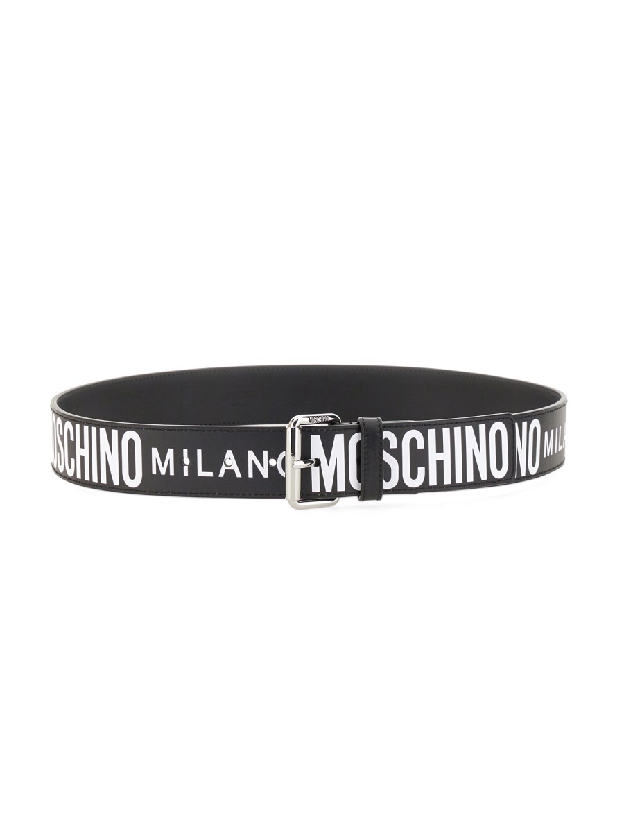 MOSCHINO ベルト MOSCHINO Men's Textured Logo Belt, Black-Gold – OZNICO