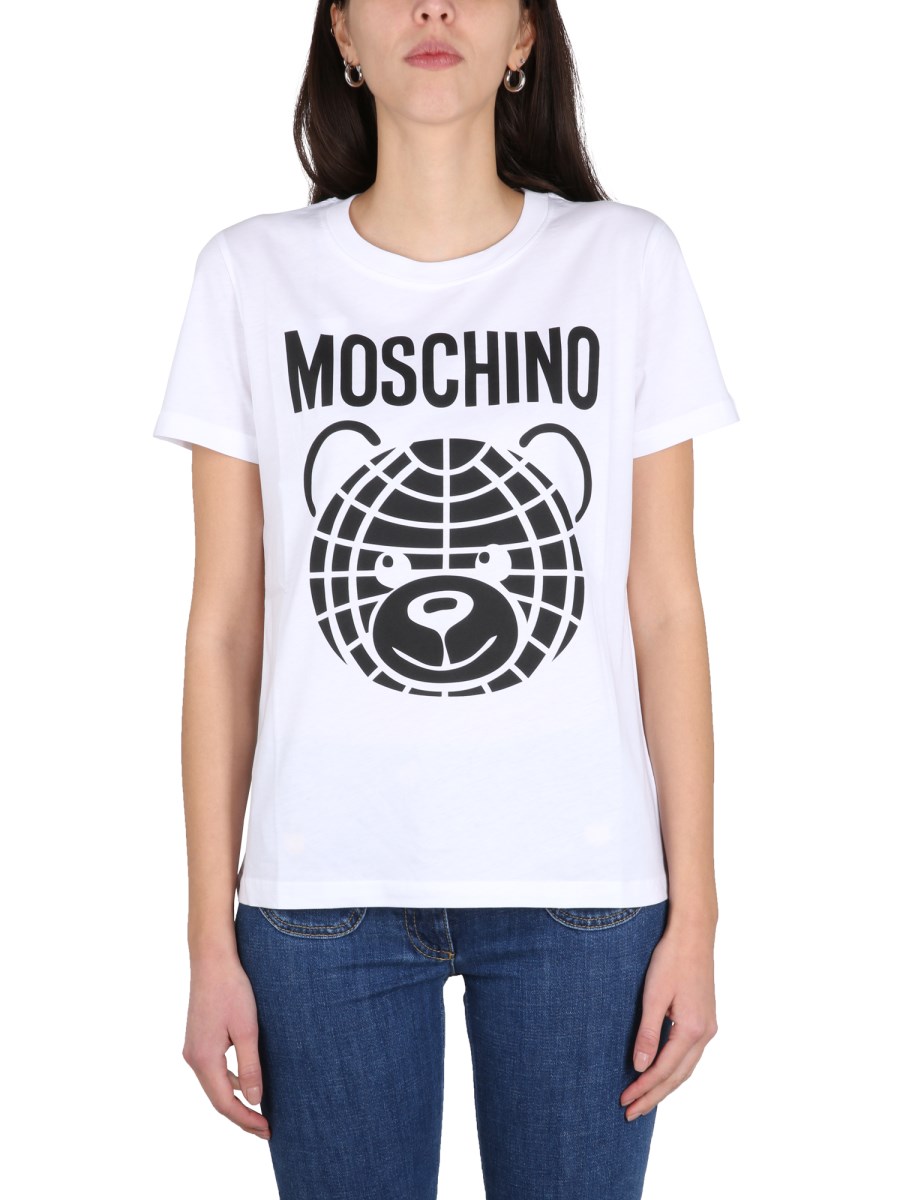 MOSCHINO - COTTON JERSEY T-SHIRT WITH LOGO PRINT - Eleonora Bonucci