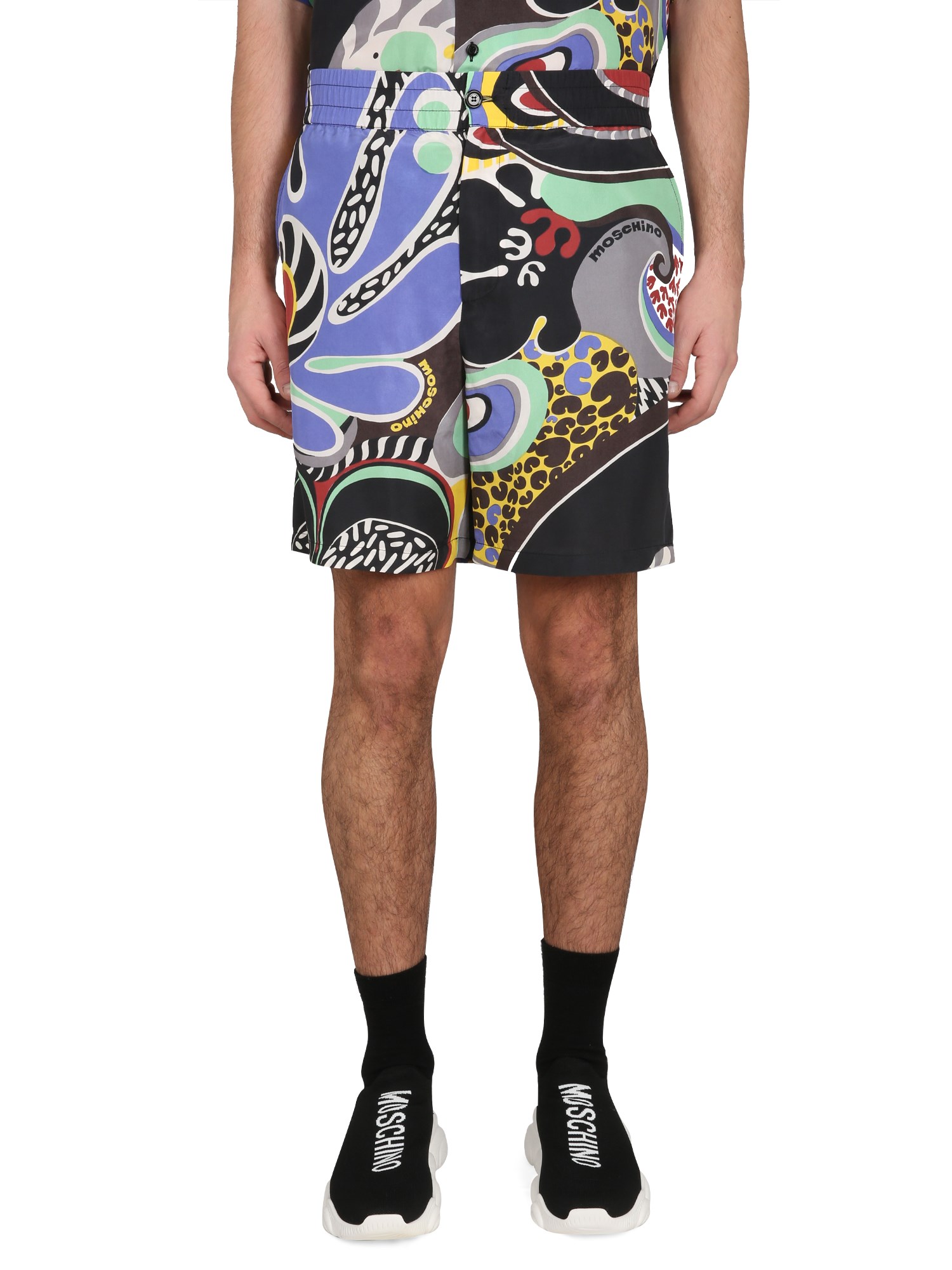 Shop Moschino Psychedelic Print Bermuda Shorts In Multicolour