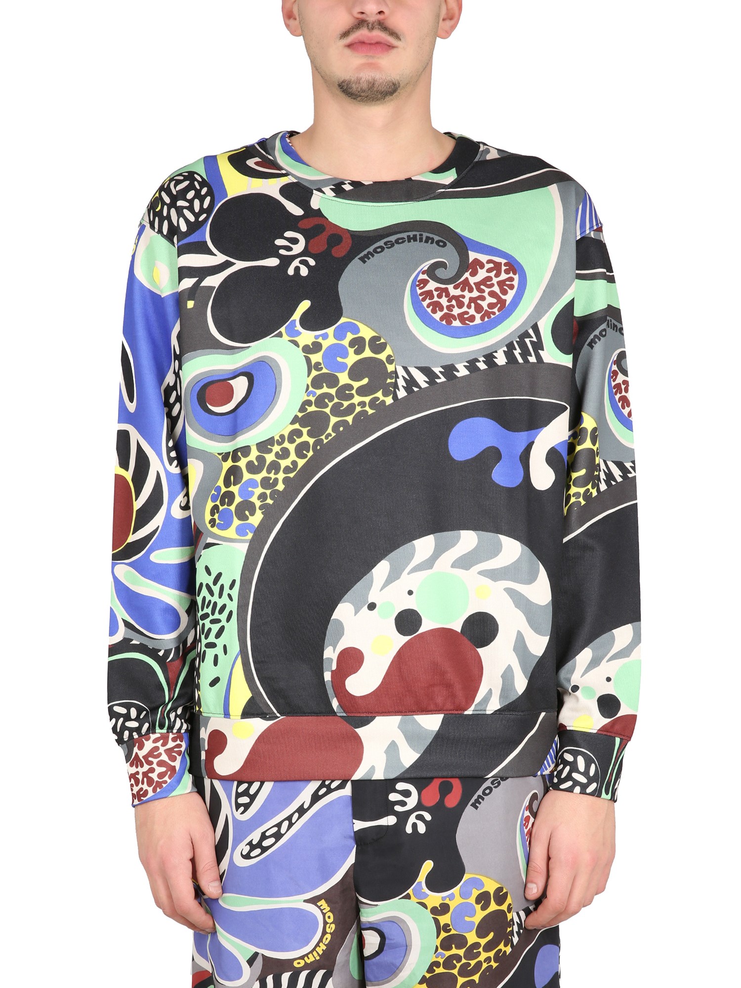 Moschino Psychedelic Print Crew Neck Sweater In Multicolour