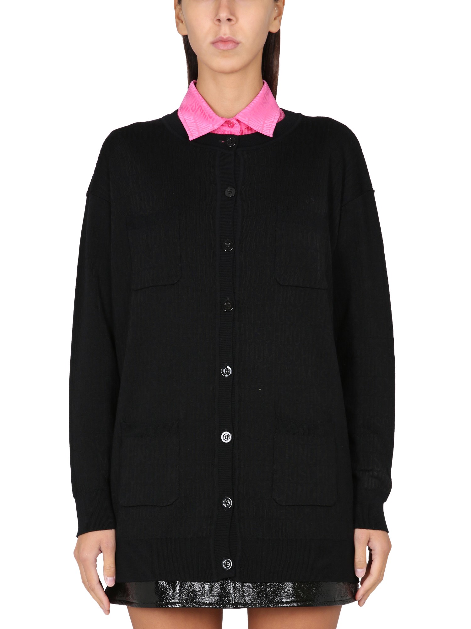 Moschino Couture Cardigan With Logo In Black