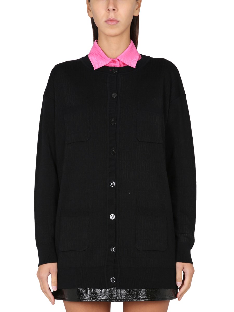 MOSCHINO CARDIGAN IN LANA CON LOGO