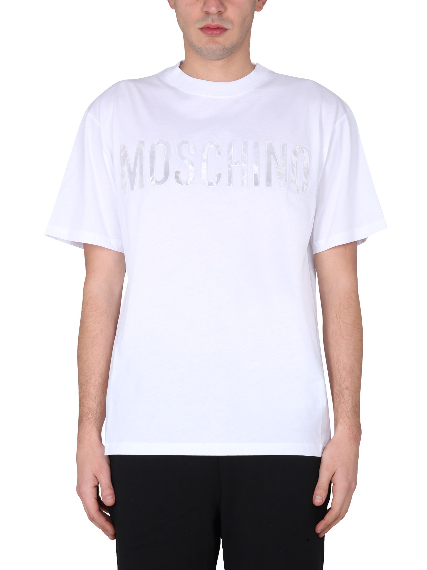 Shop Moschino Crewneck T-shirt In White