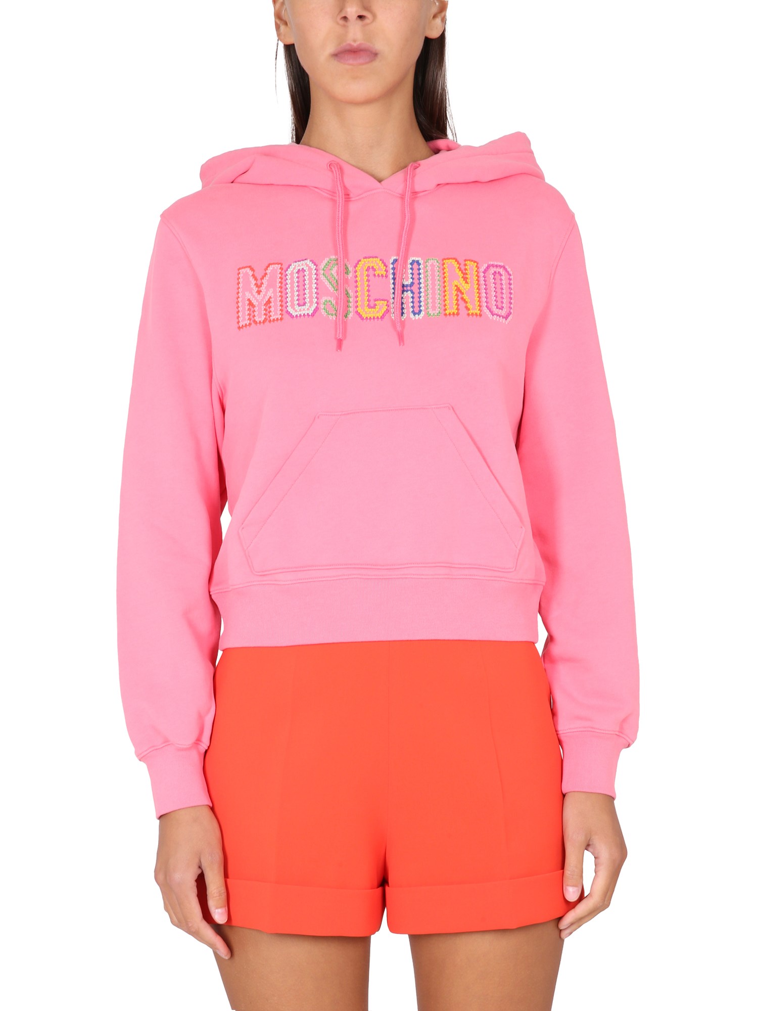 moschino logo crochet sweatshirt