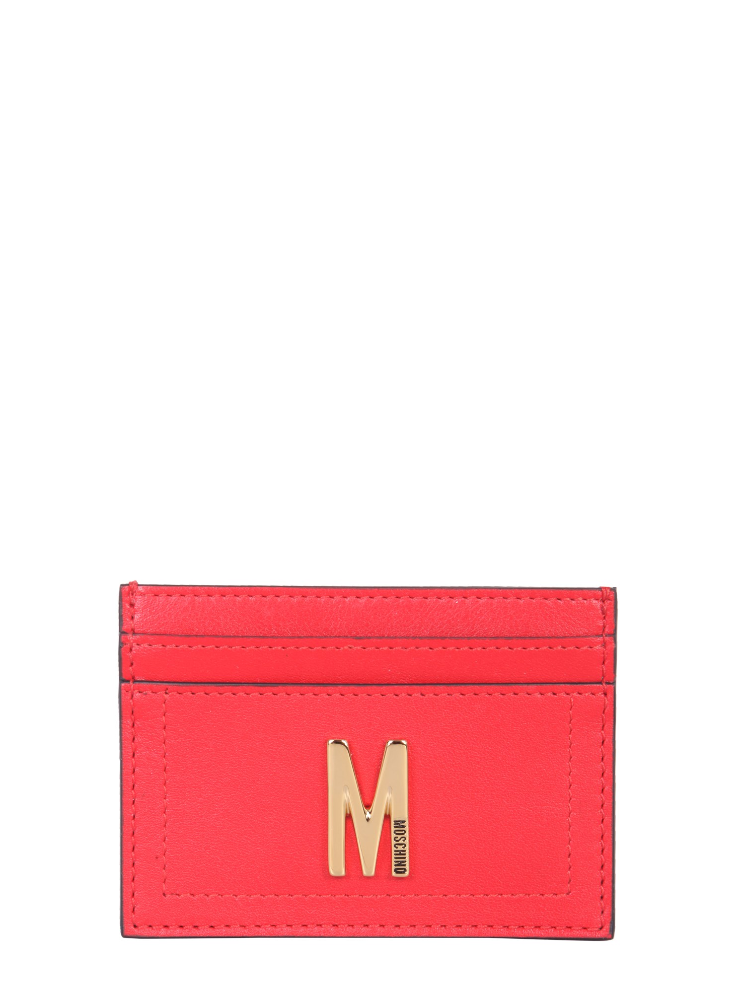 Moschino Couture Card Holder With Gold Plaque In Red