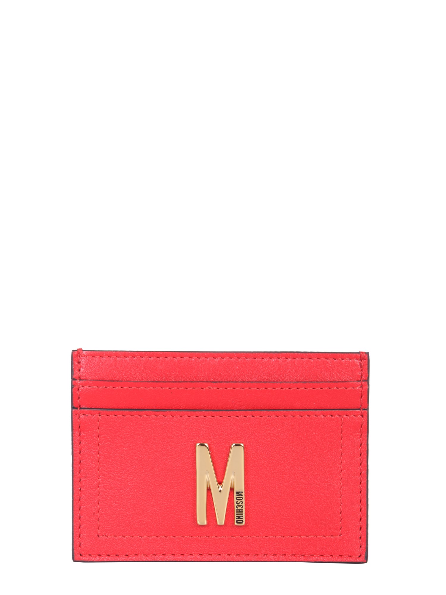 Shop Moschino Leather Card Holder In Red