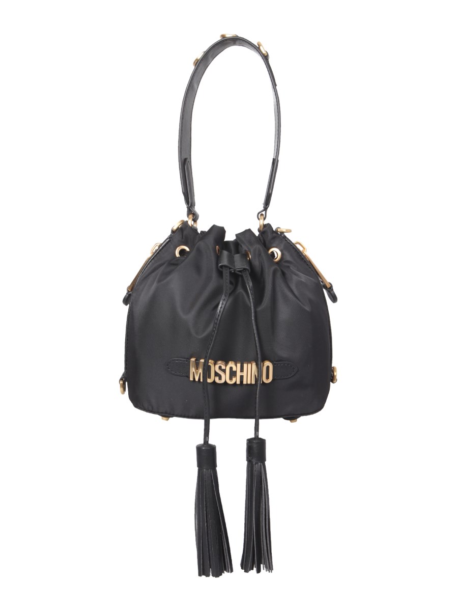 Moschino logo discount bucket shoulder bag