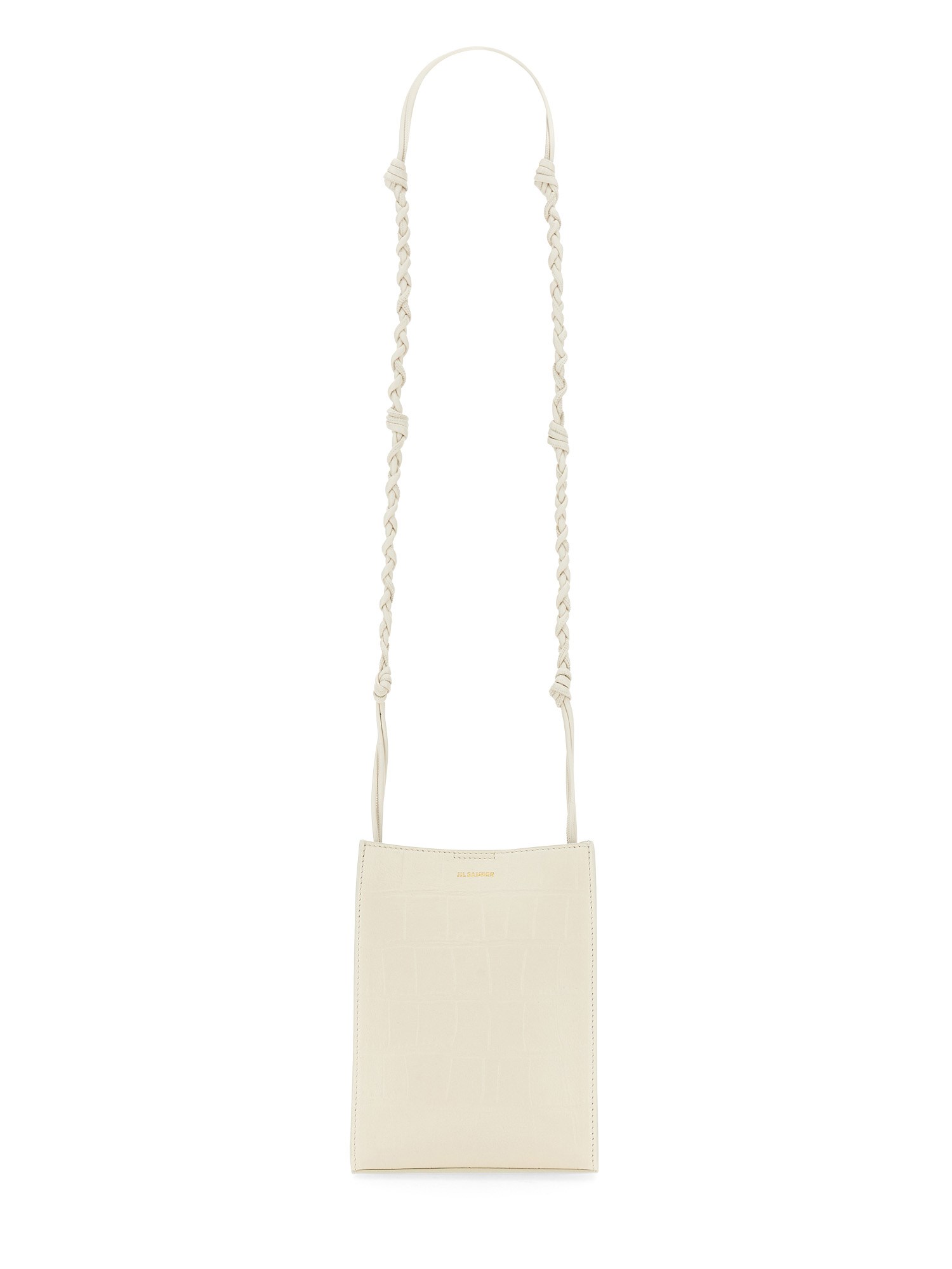 Jil Sander Tangle Leather Crossbody Bag In White