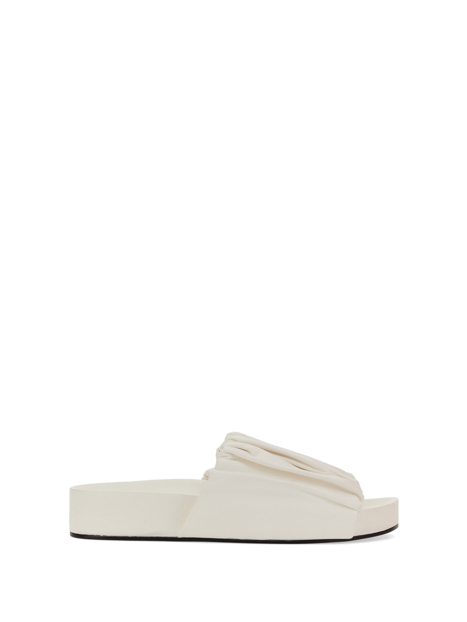 Shop Jil Sander Low Leather Sandals In White