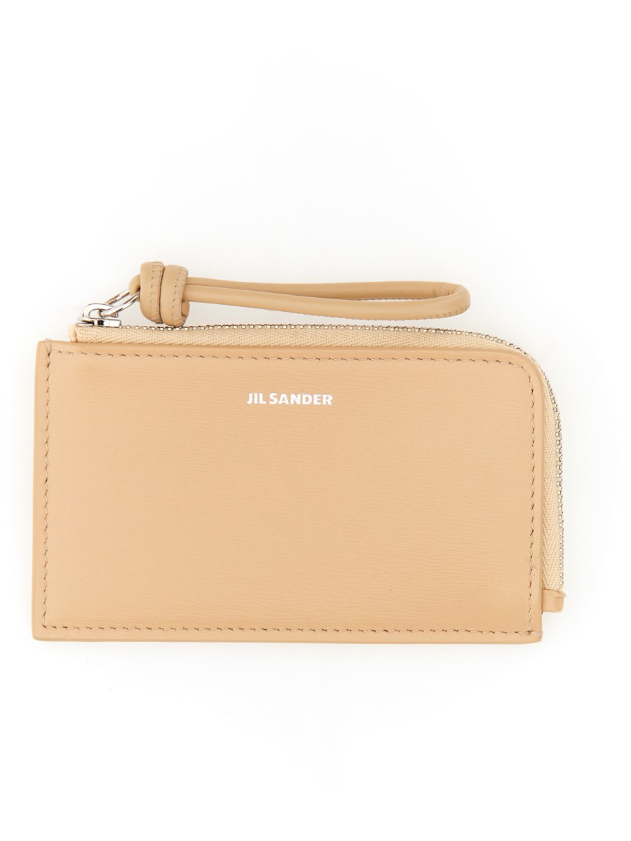 JIL SANDER - LEATHER FOLDING CARD HOLDER WITH LOGO