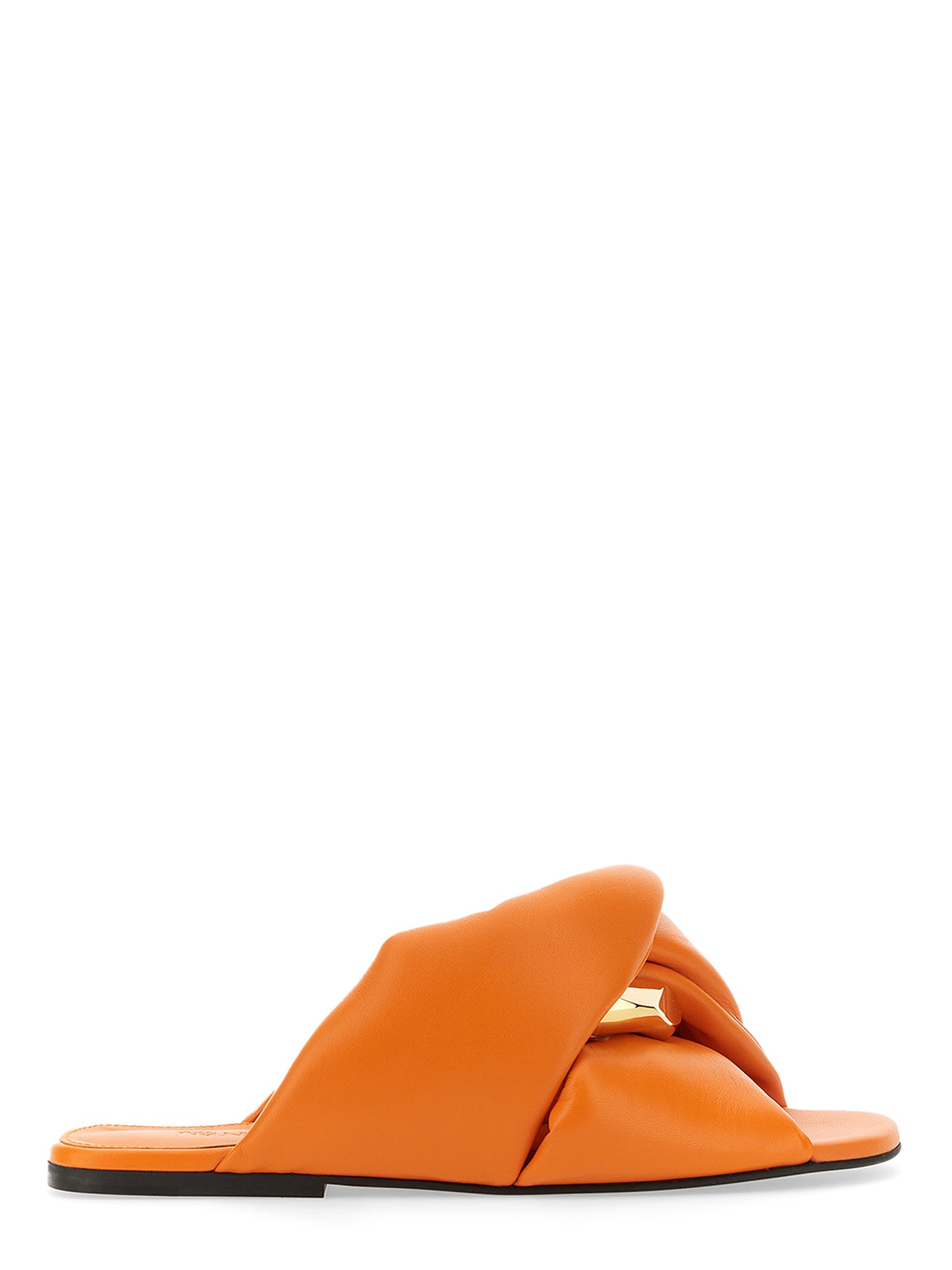 Jw Anderson J.w. Anderson Orange Leather Chain Twist Slides In Orange