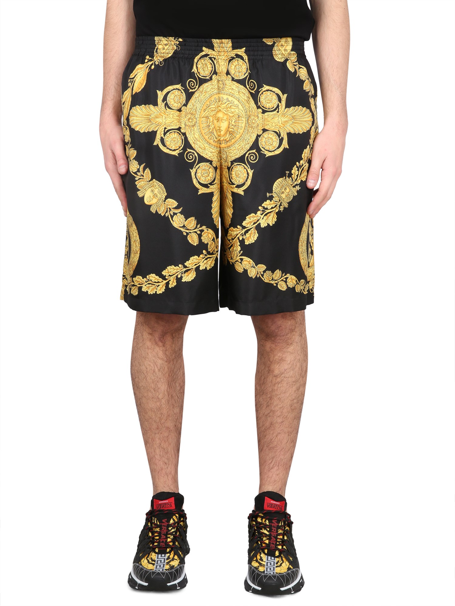 versace baroque mask shorts